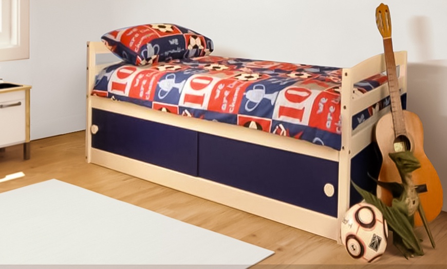 Image 2: Kinder Storage Bed with Coloured Sliding Doors and Optional Mattress