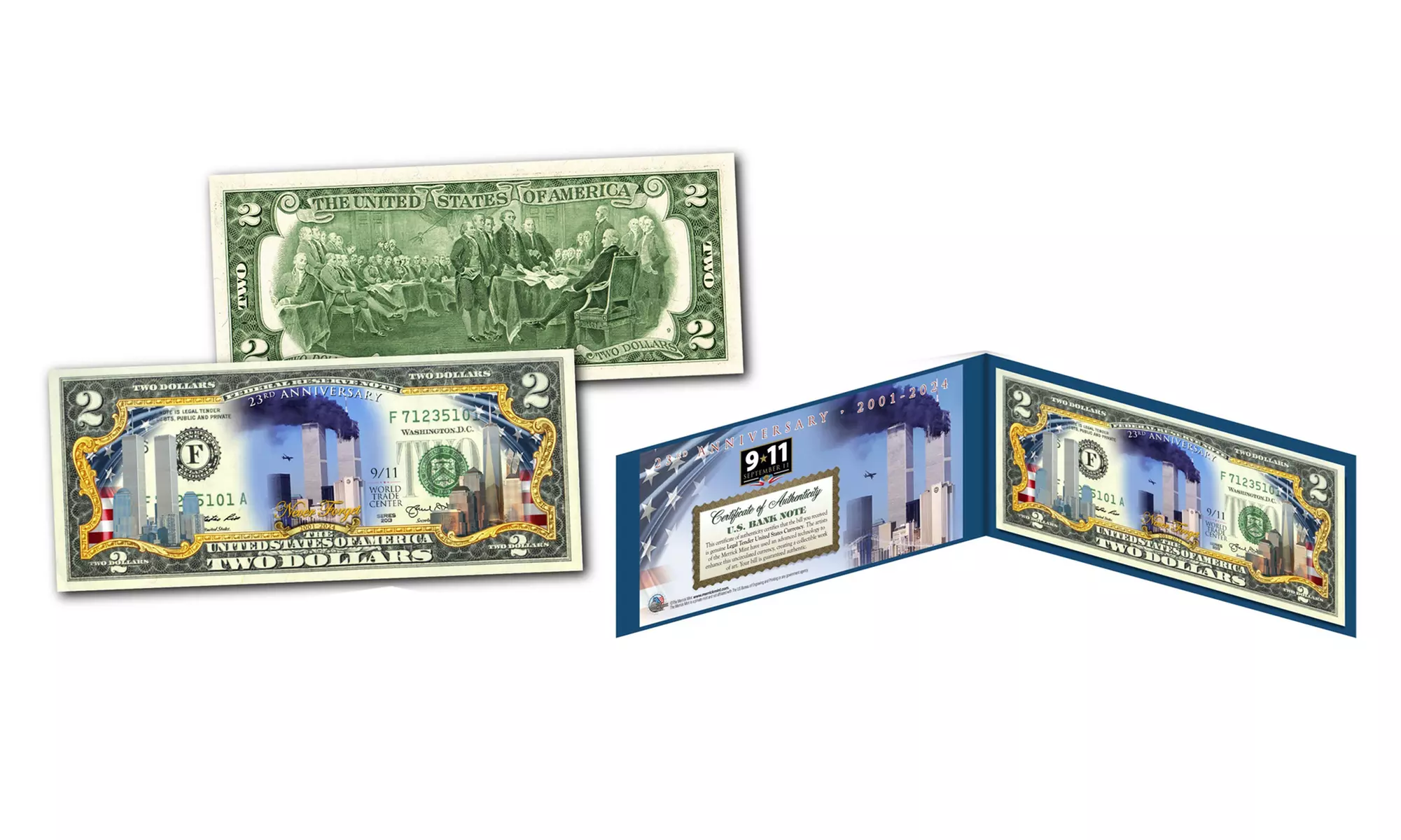 World Trade Center September 11 Commemorative 23rd Anniversary 2 Dollar Bill - Primary Image