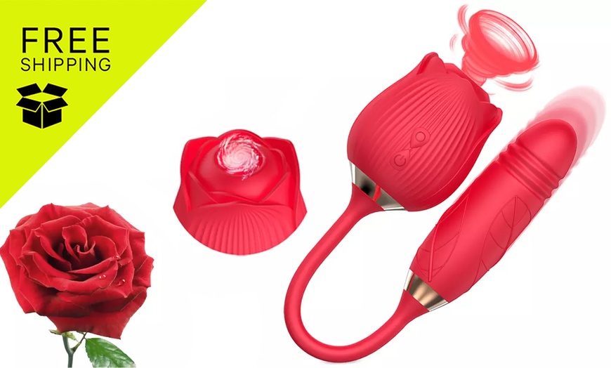 Image 1: 2 in 1 Rose Sucking Vibrator
