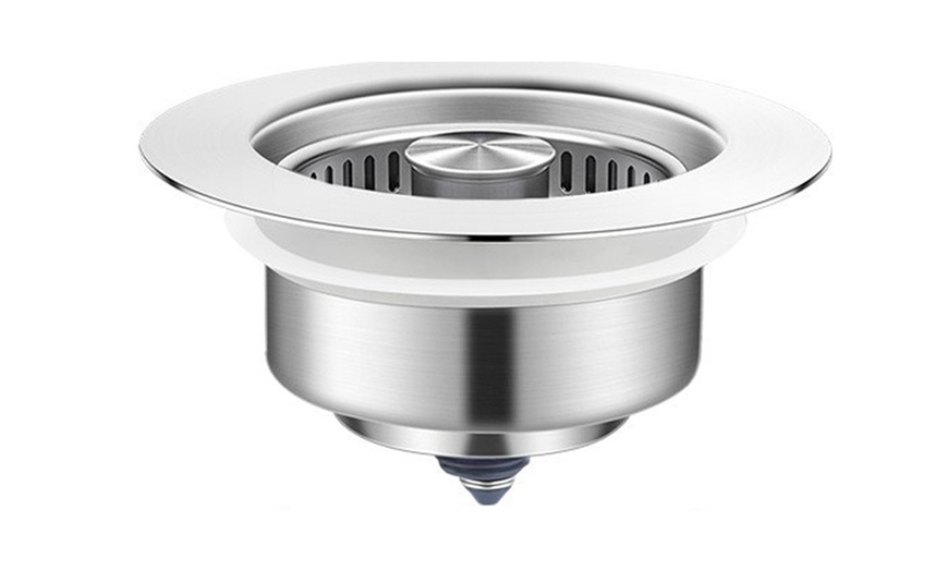 Image 5: Lot de filtre pour évier de cuisine 3-en-1 en acier inoxydable