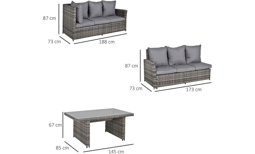 Image 8: Outsunny Rattan-Effect Five-Seater Sofa Set