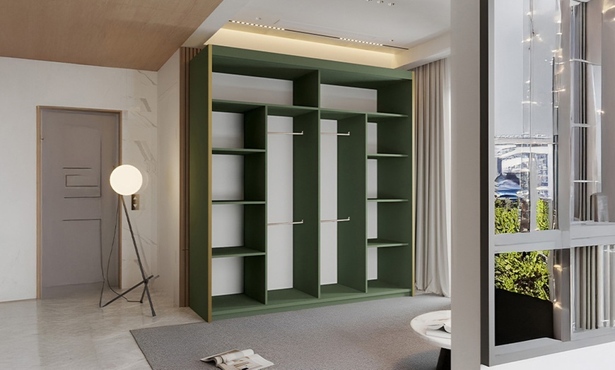 Image 2: Sliding Wardrobes Peru Green Wardrobe