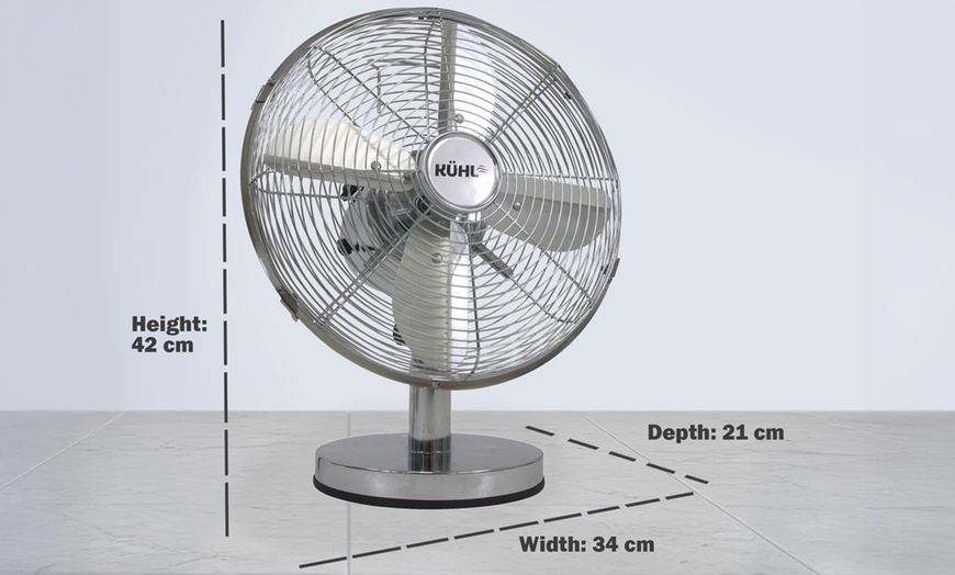Image 4: Planet Direct 12'' Desk Fan Electric Oscillating Metal Cooling