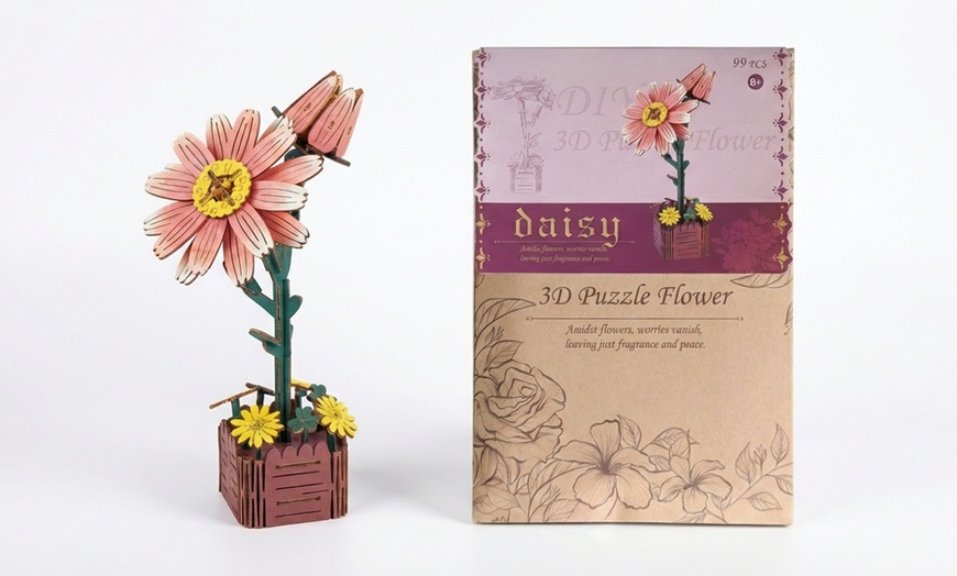 Image 7: DIY Wooden Flower Bouquet 3D Puzzle Craft Kit