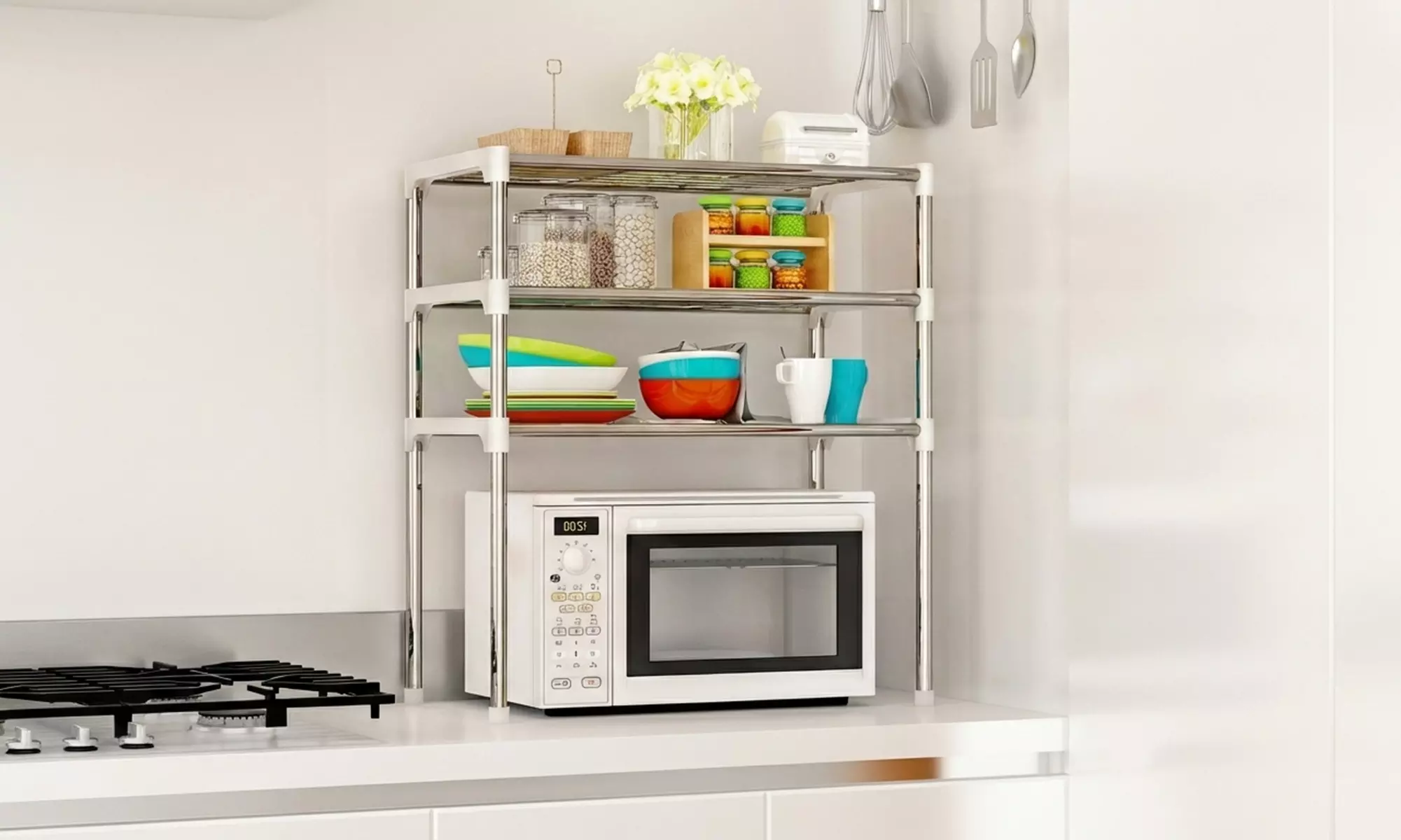 Mikrowellenregal mit 3 Ablageflächen