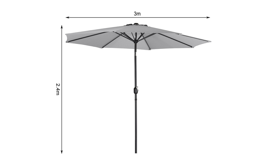 Image 30: Outdoor Large 3M Rotating Parasol with Multiple Base 