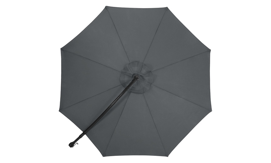 Image 6: Large 3m Grey Cantilever Parasol with Multiple Base Styles 