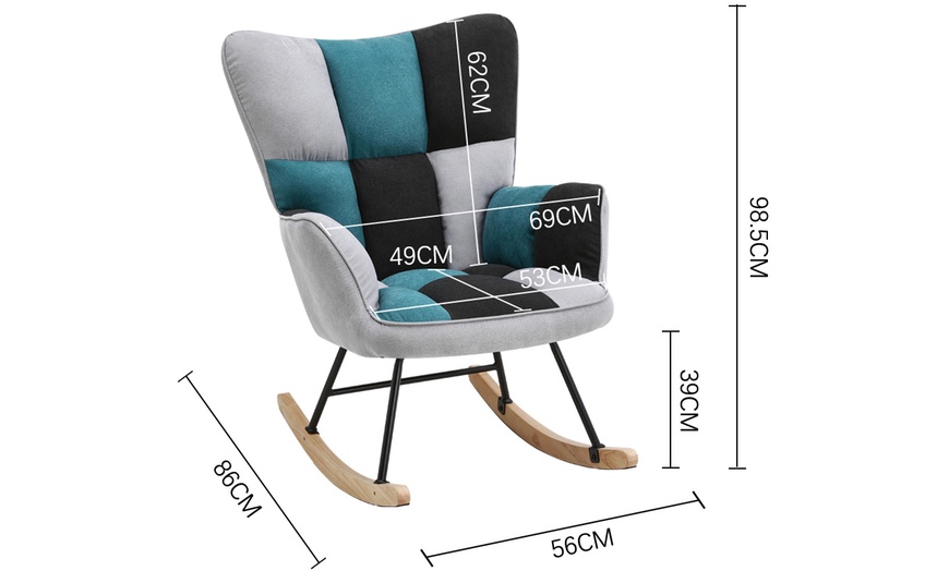 Image 8: Tricolor Plaid Tufted Rocking Chair