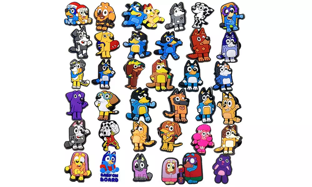 35-Piece Bluey Inspired Shoe Charms with Organiser