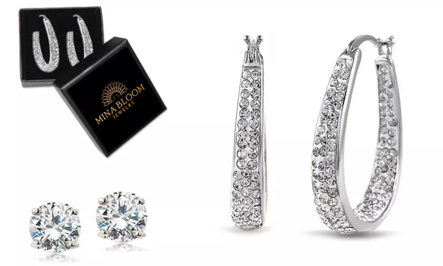 Inside Out Hoops With Free 2.00 CTTW Studs With Crystals From Swarovski 
