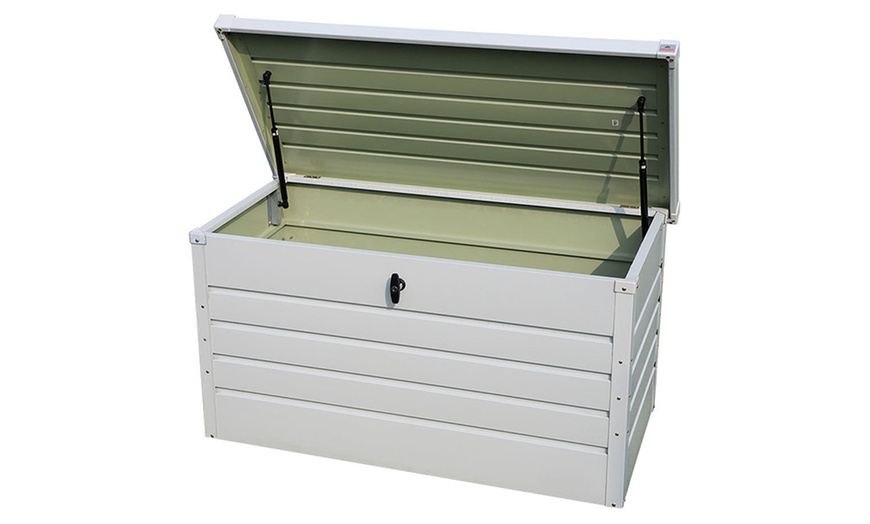 Image 4: 350L Metal Lockable Garden Storage Box Patio Waterproof Box