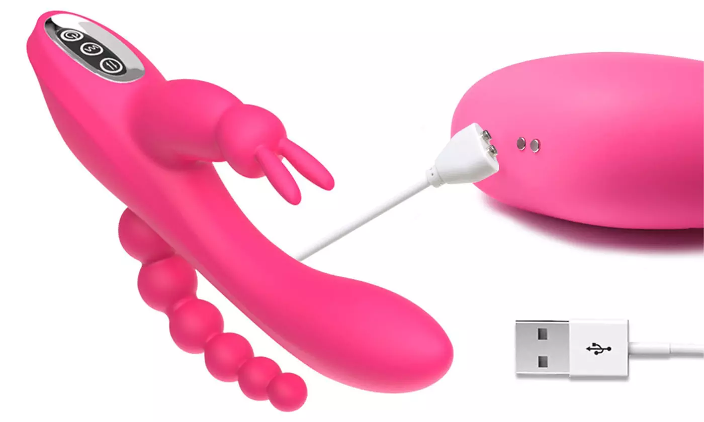 Triple Crown Rabbit Vibrator Waterproof Magnetic Rechargeable Anal Clit Vibrator