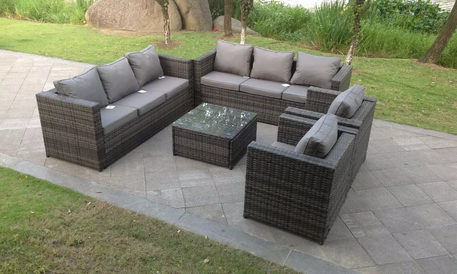 8-Seater Outdoor Rattan-Effect Sofa Chair Table Set - Primary Image