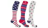 XTF Patriotic Knee High Compression Socks (3-Pairs)