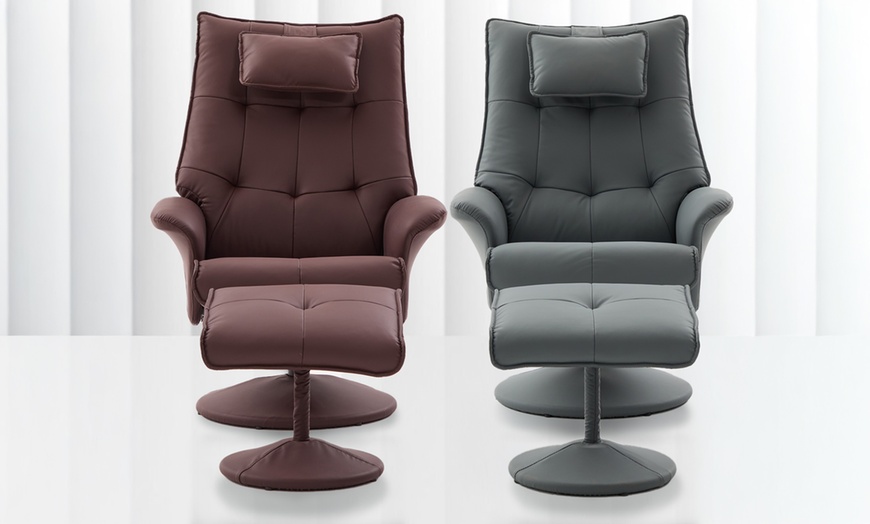 Image 2: Recliner Armchair with Footstool