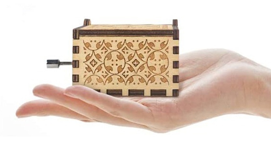 Image 5: Wooden Music Box Hand Crank Engraved Vintage Toy Kids Gift-You Are My Sunshine