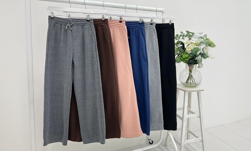Image 14: Plain and Seam Front Wide Leg Trousers