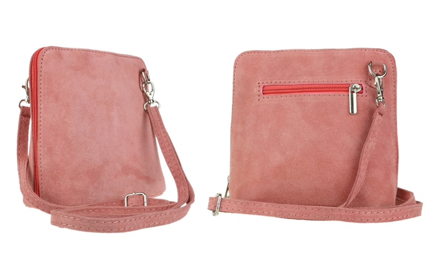 Image 12: Suede Leather Cross-Body Bag