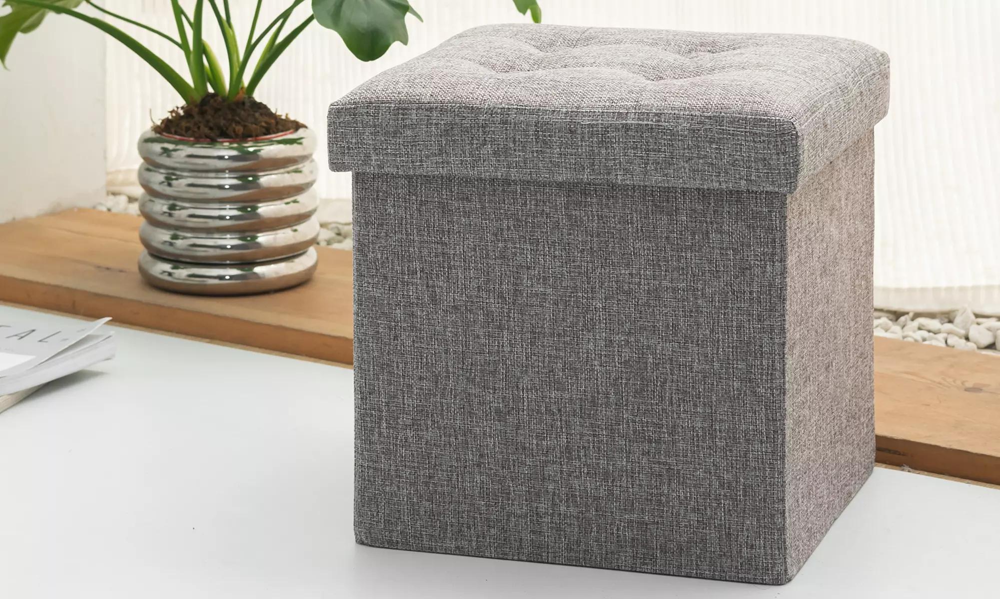 Folding Ottoman Storage Benches with Hidden Storage