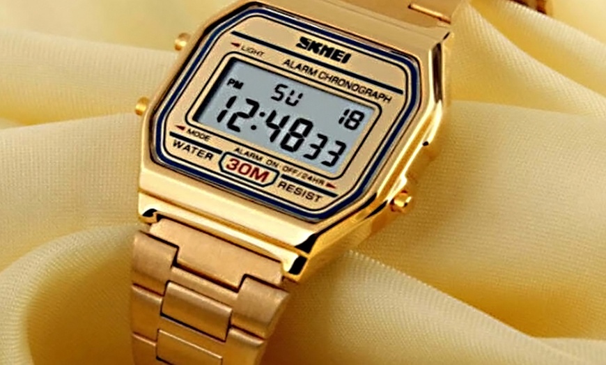 Image 1: Men's Rectangle Dial Digital Watch