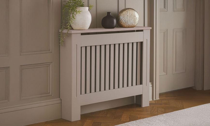 Image 2: Neo Grey Decorative Wooden Radiator Cover 