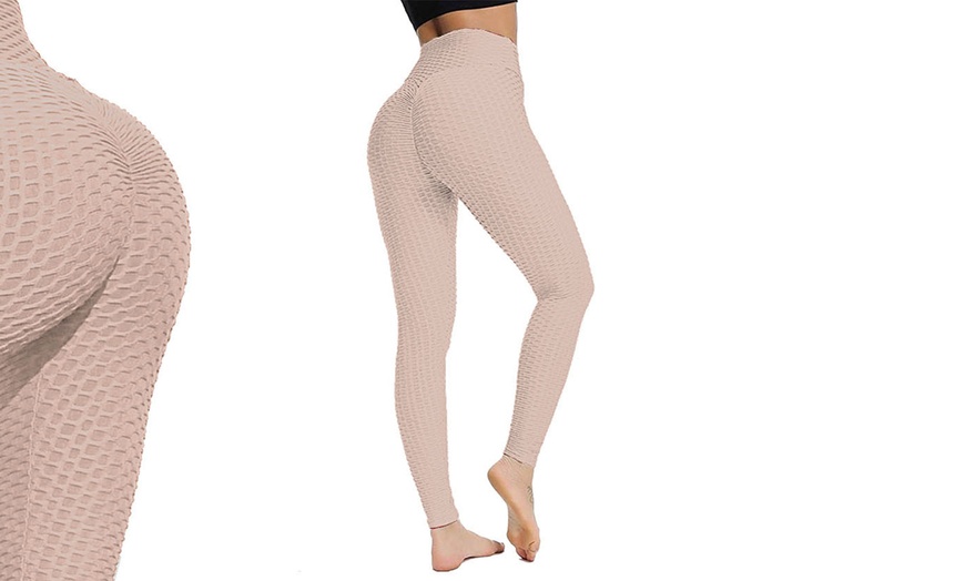 Image 10: Womens' High Waist Honeycomb Textured Leggings