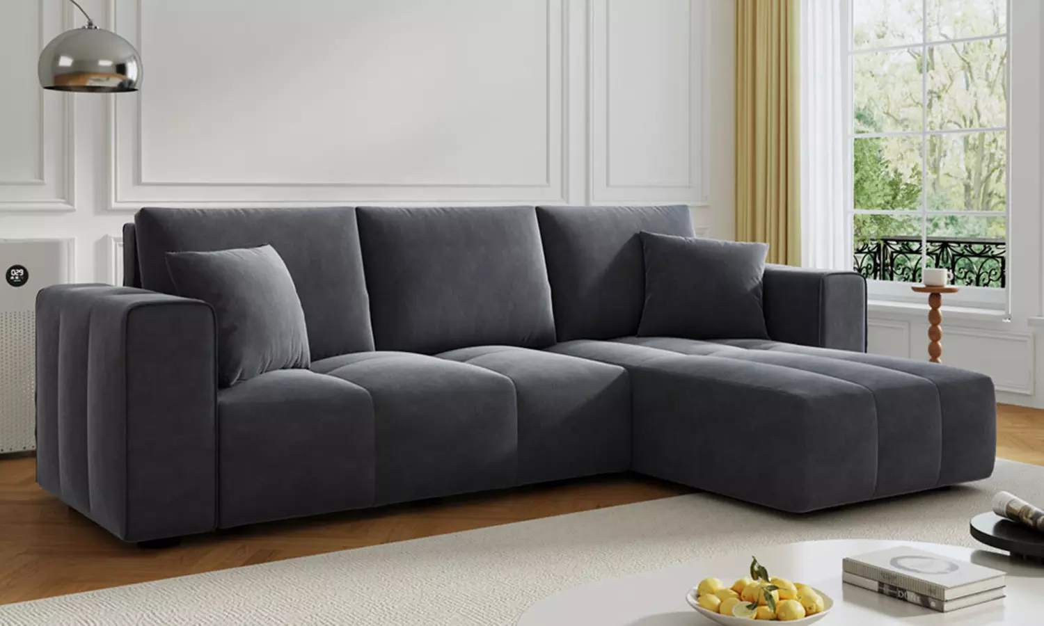 Canapé d'angle convertible 4 places avec coffre, Worthing, Kocoon