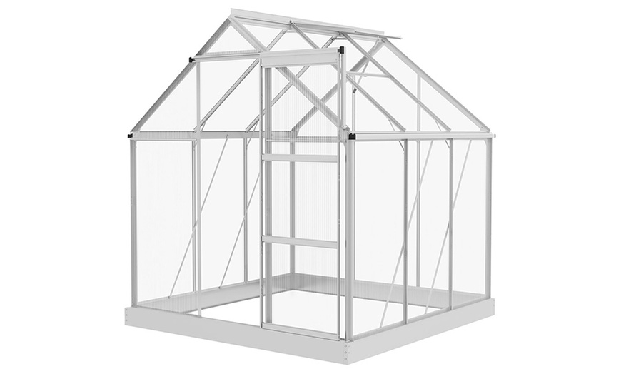 Image 2: Outsunny 6 x 6 ft Walk-In Polycarbonate Greenhouse