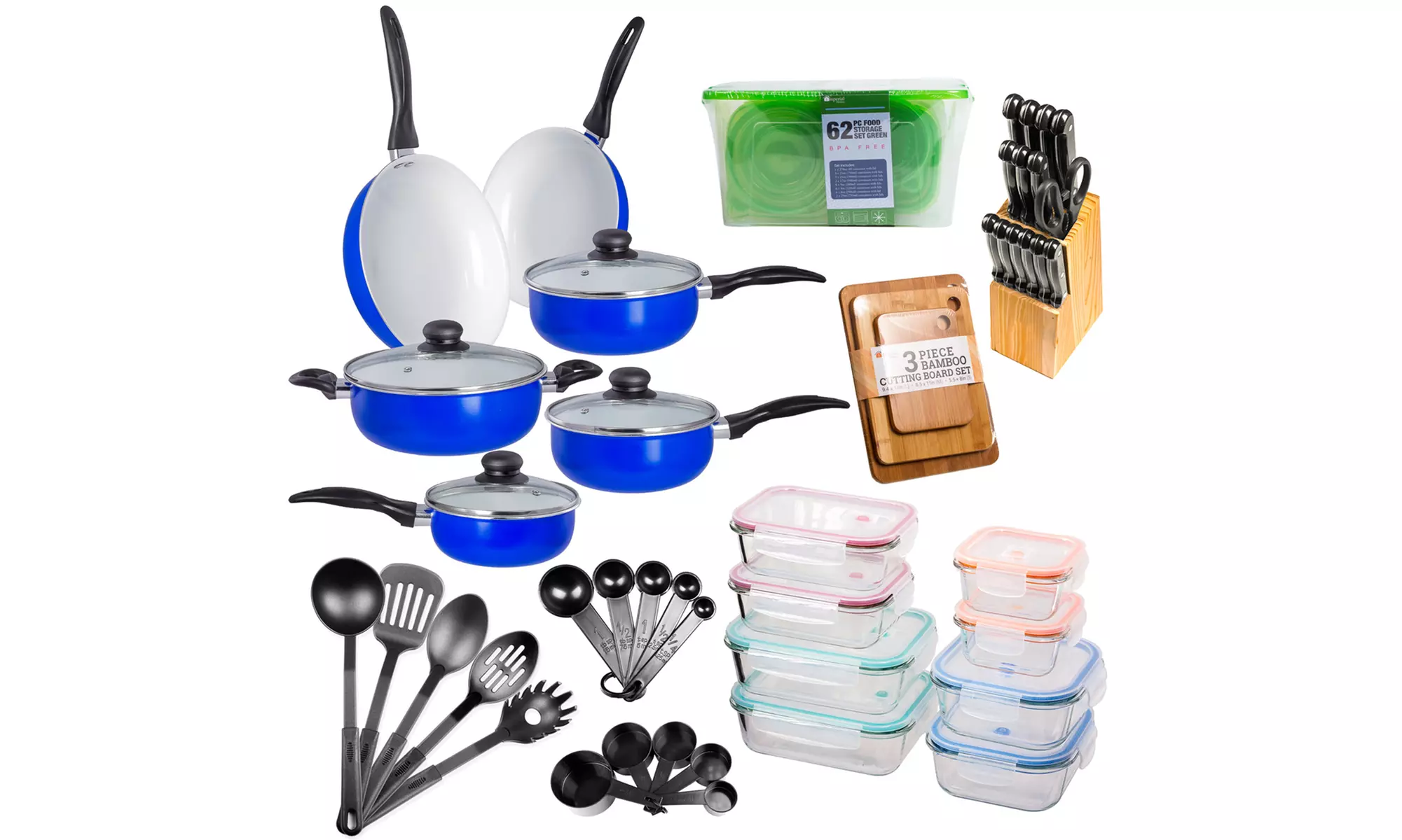 Kitchen Starter Sets - Cookware, Food Storage, Utensils (120 Piece) - Second Medium