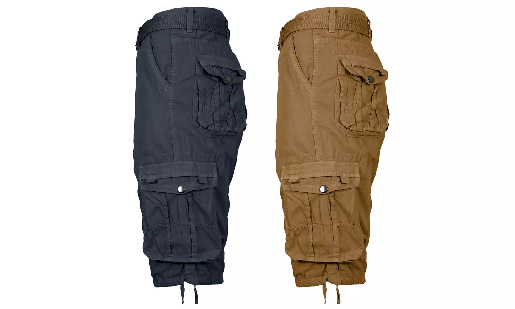 2-Pack Men's Distressed Cotton Cargo Belted Shorts (Sizes, 30-42)