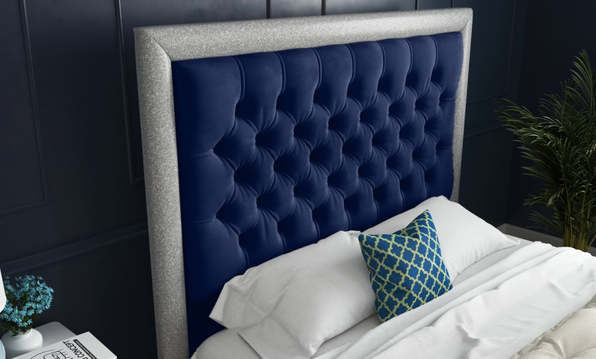 Image 12: DS Living Cheltenham Upholstered Soft Velvet Bed