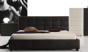  PU Leather Wooden Bed Fr... 