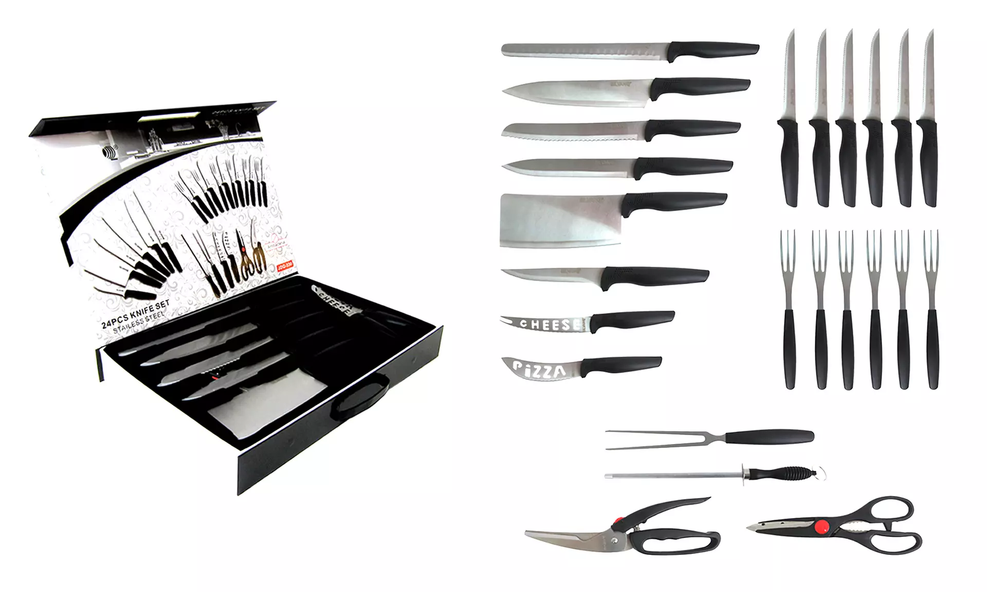 Cubertería de carne con 6 servicios antibacterianos con juego utensilios - Primary Image