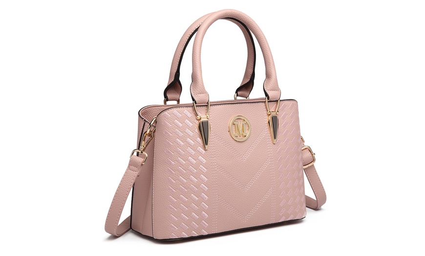 Image 21: PU Leather Texture Design Women's Handbag and Purse Set