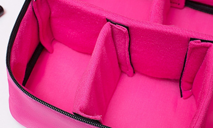 Image 10: Oxford Cosmetic Makeup Case Storage Handle Organizer Travel Kit Brush Bag Set