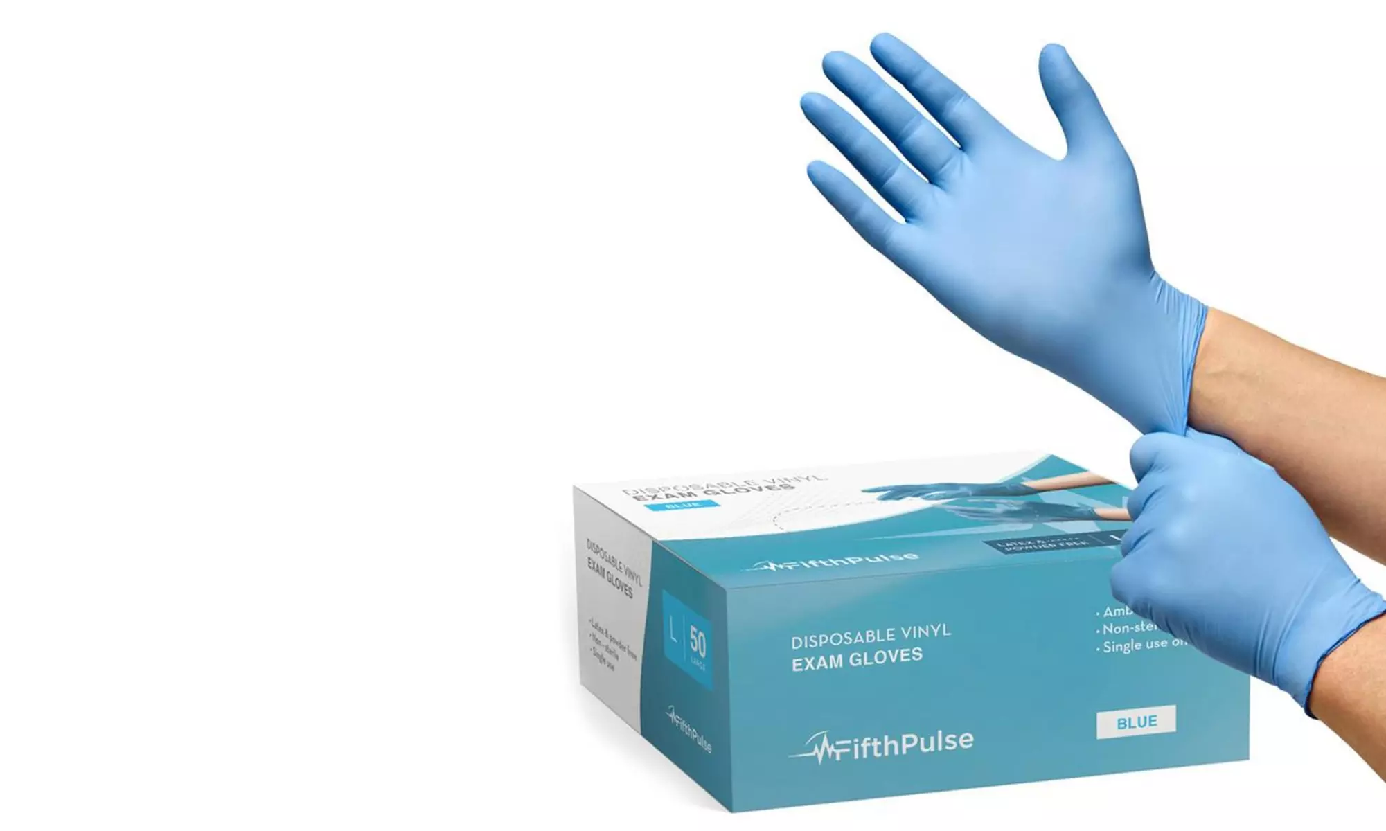 Fifth Pulse Vinyl Exam Latex Free & Powder Free Gloves - Box of 50 Gloves