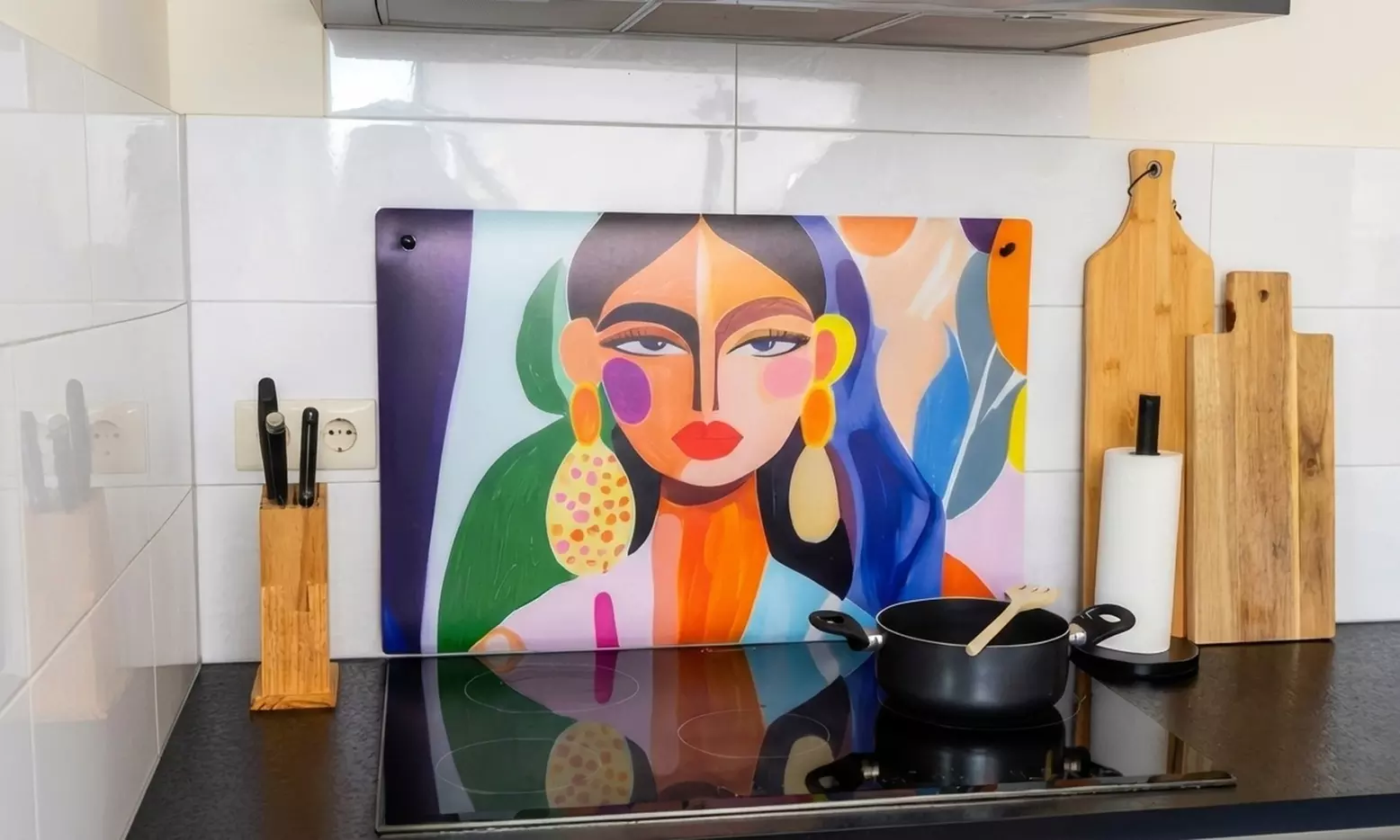 Inductiebeschermer én spatscherm 2 in 1 met jouw eigen foto