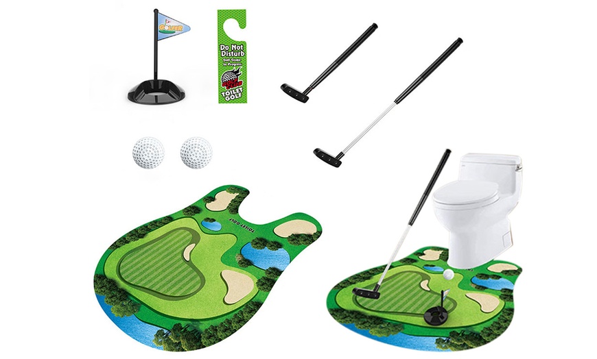 Image 1: Toilet Golf Game Set, Fun Bathroom Entertainment