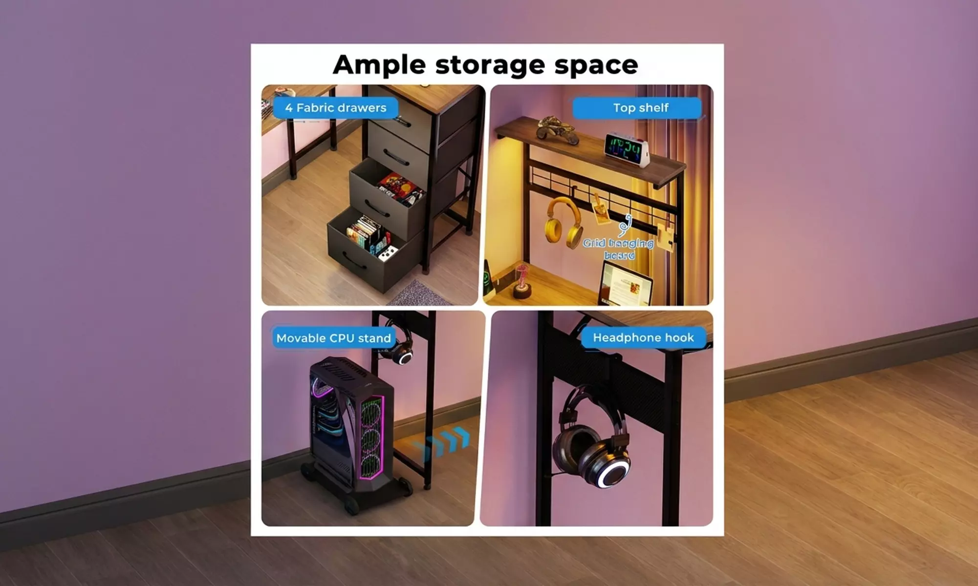 Levede L-Shaped Gaming Computer Desk with Integrated LED Lighting