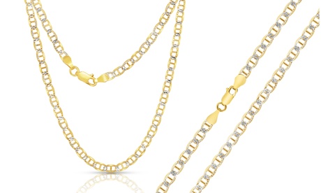 groupon Italian 3.50MM Two Tone Mariner Chains in Sterling Silver Gold 16 INCH Sterling Silver in rgb | One Size