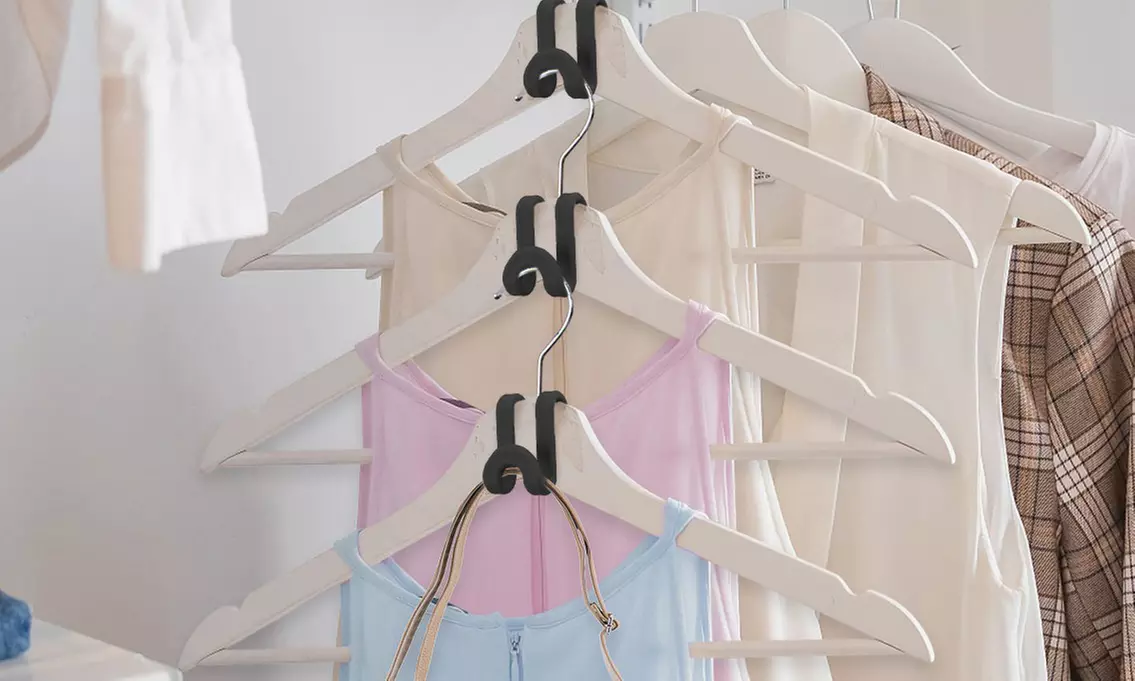 60 PCS Heavy Duty Clothes Hanger Connector Hooks Space Saving Extender Clips