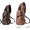 Image 2: Men Women Sling Chest Bag Leather Shoulder Cross-body Pack With USB Port