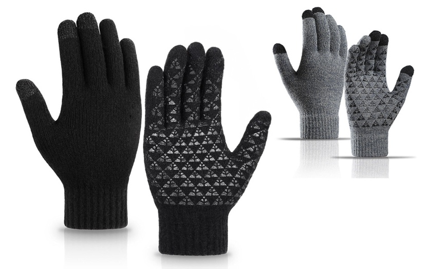 Image 1: Unisex Touchscreen-Compatible Gloves with non-slip palms