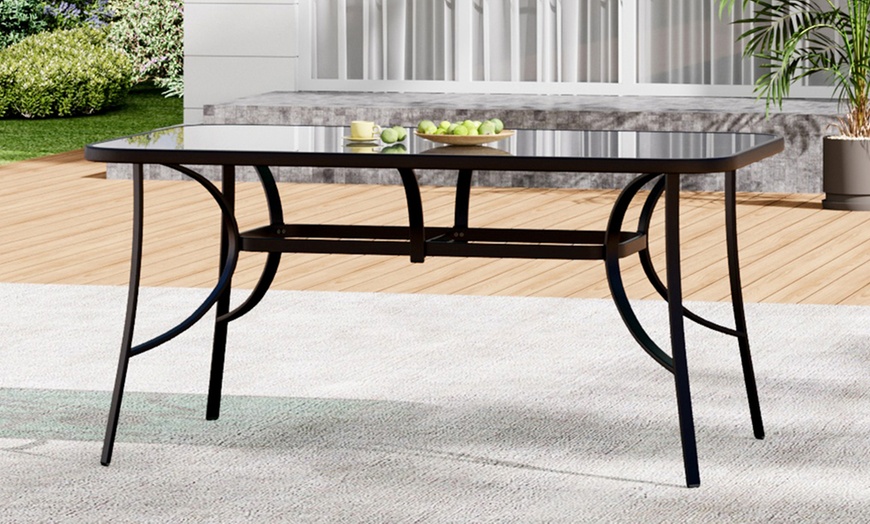 Image 20: Outdoor Rippled Tempered Glass Coffee Table with 4 Styles