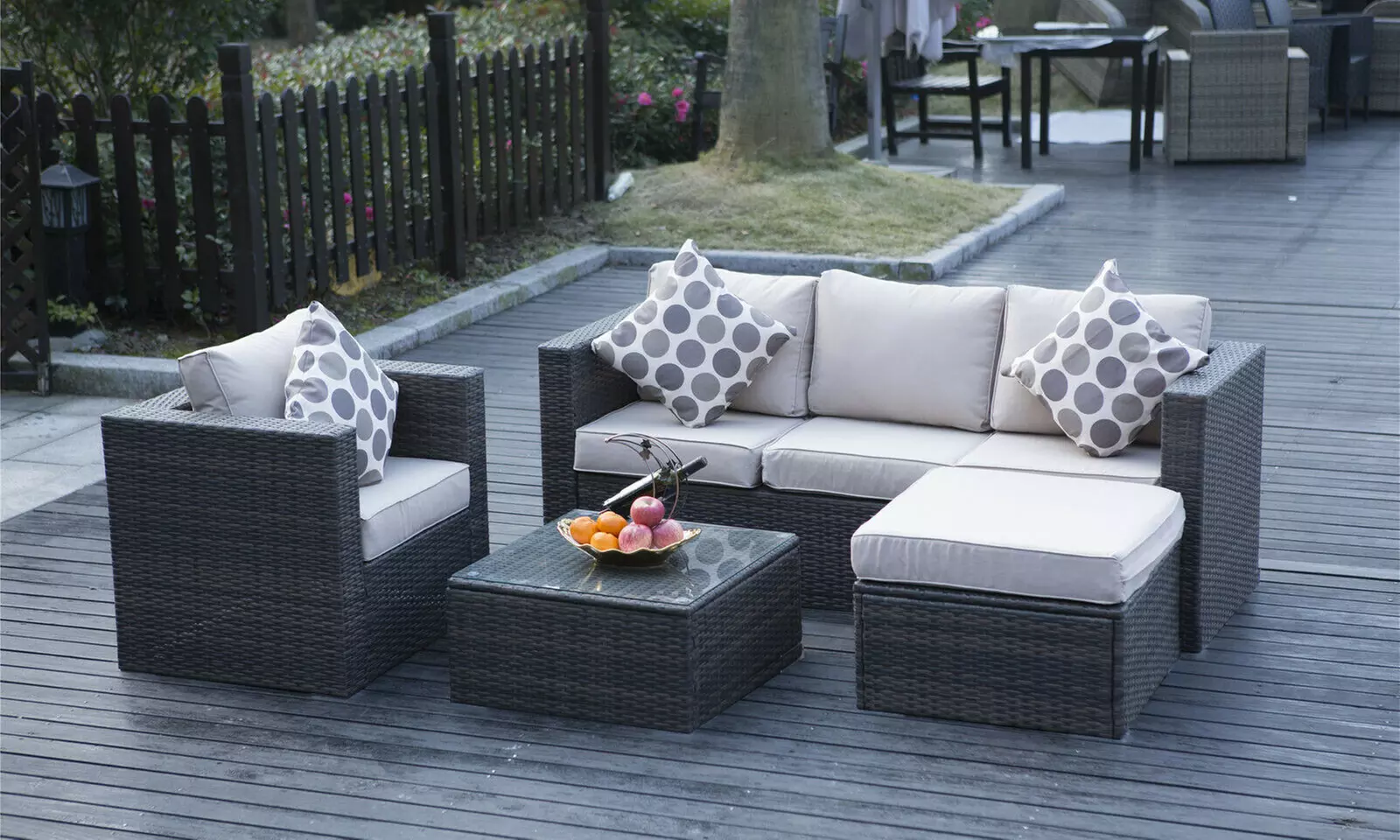 Yakoe Vancouver Rattan-Effect Garden Furniture Sofa Set with Optional Rain Cover - Primary Image