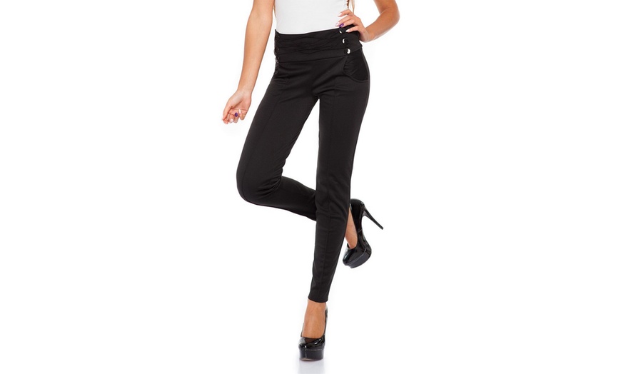 Image 5: High-waisted Three-Button Pants