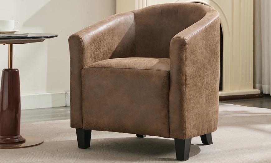 Image 5: Bronzing Fabric Tub Chair with Footstool