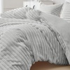Image 1: Faux Rabbit Fur Plush Ribbed Duvet Set
