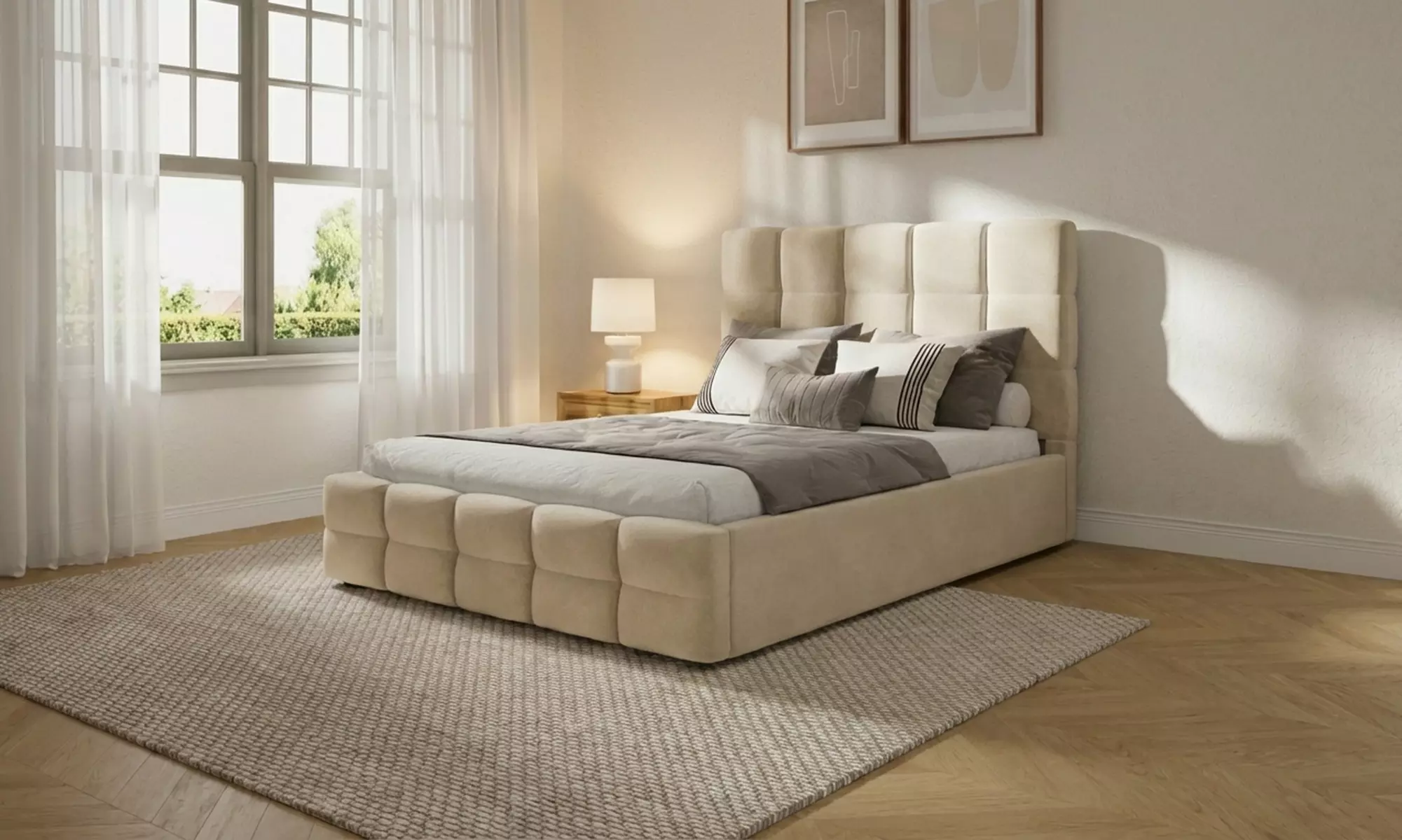 Windsor Velvet Gas Lift Ottoman Bed Frame