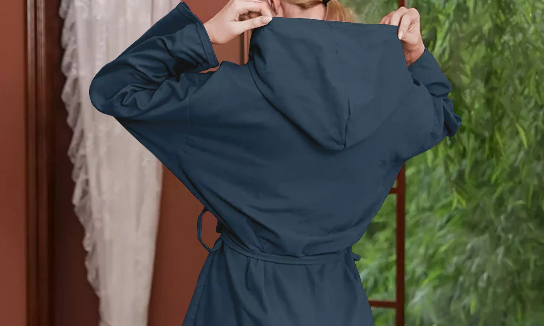 Accappatoio unisex in microfibra con cappuccio